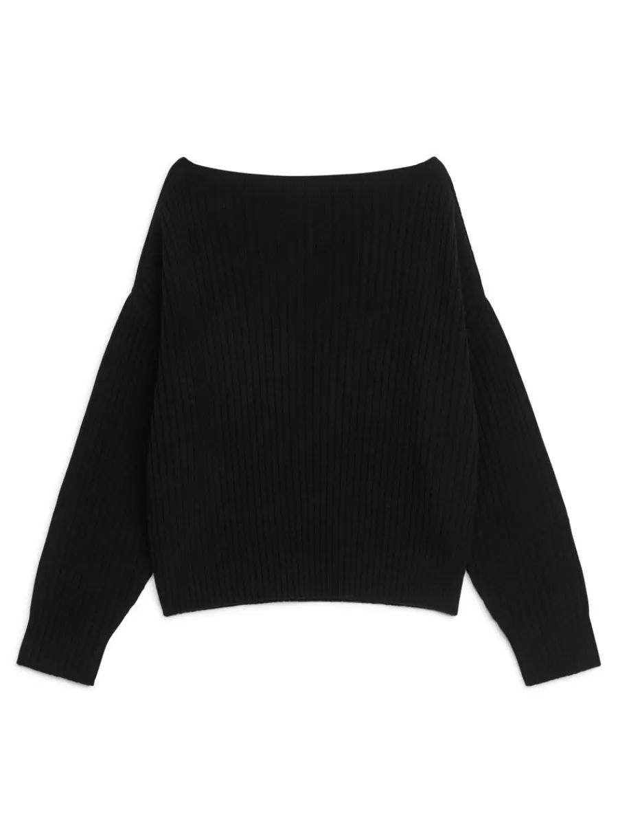 Mailles Et Cardigans-ARKET Pull en laine côtelé Noir