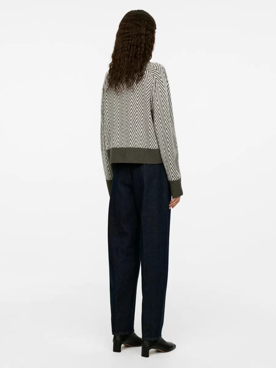 Mailles Et Cardigans-ARKET Pull en laine en maille jacquard Vert kaki