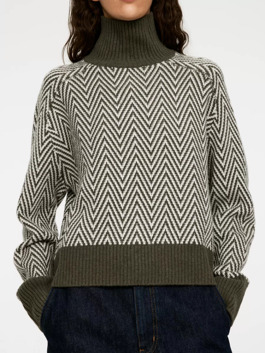 Mailles Et Cardigans-ARKET Pull en laine en maille jacquard Vert kaki