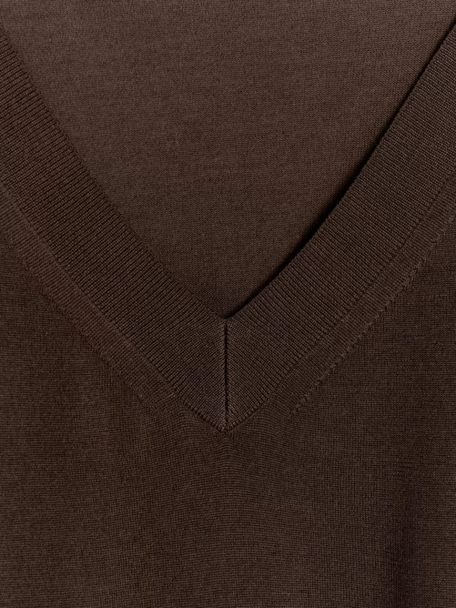 Mailles Et Cardigans-ARKET Pull en laine mérinos avec col en V Marron foncé