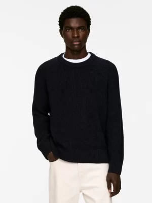 Maille-ARKET Pull en lin et coton Bleu foncé