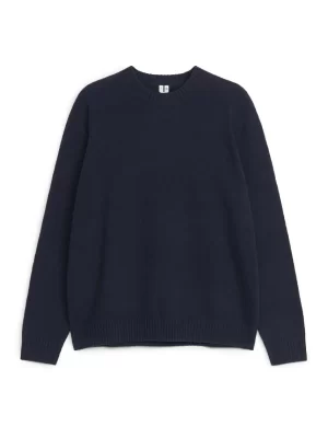Maille-ARKET Pull en lin et soie Bleu foncé