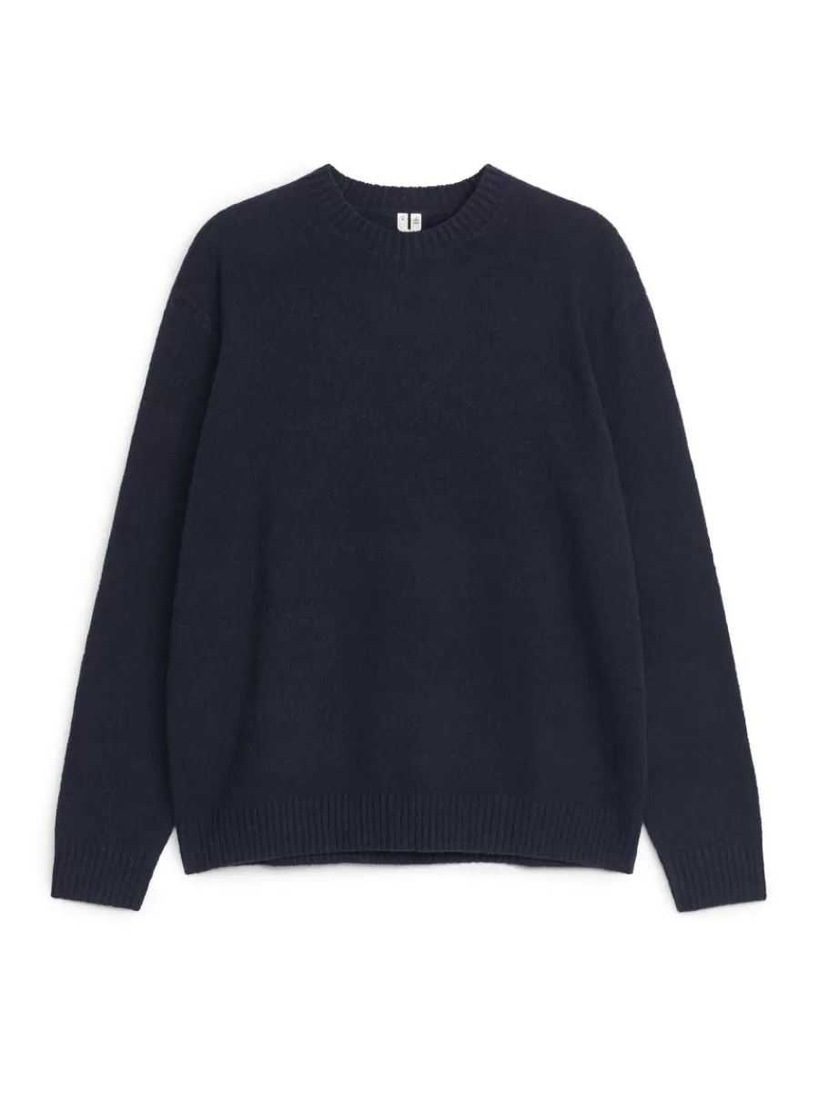 Maille-ARKET Pull en lin et soie Bleu foncé