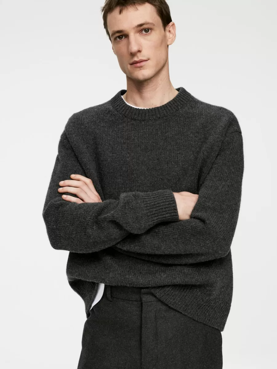 Maille-ARKET Pull en maille de laine épaisse Noir chiné