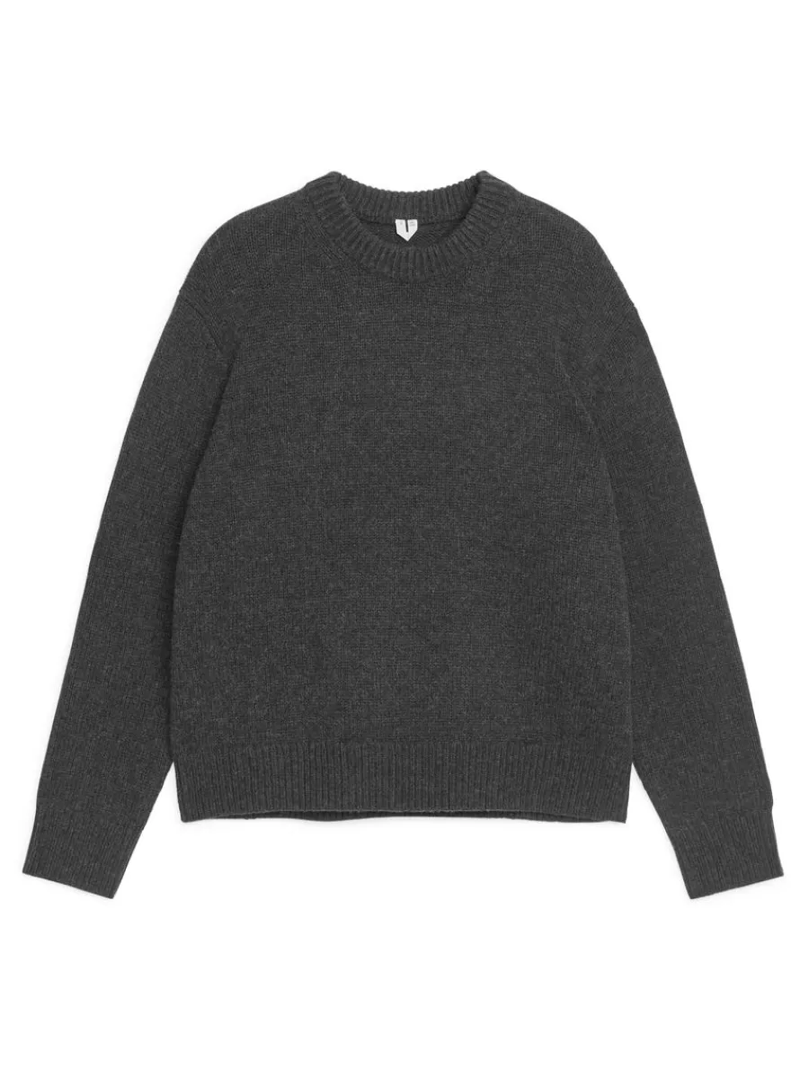 Maille-ARKET Pull en maille de laine épaisse Noir chiné