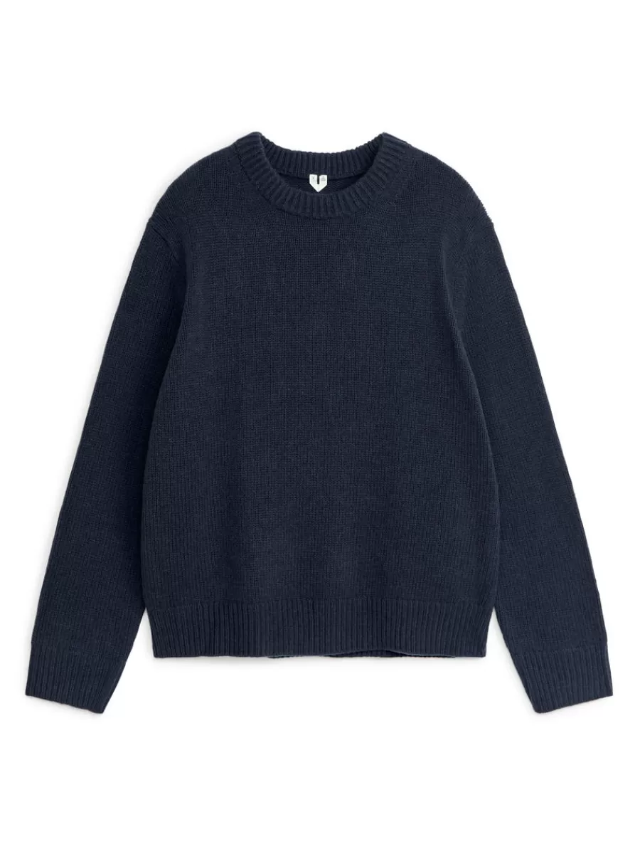 Maille-ARKET Pull en maille de laine épaisse Bleu foncé