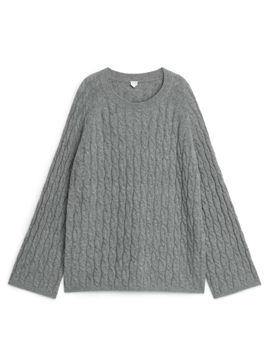 Tenues Décontractées | Mailles Et Cardigans-ARKET Pull en maille torsadée de laine et de cachemire gris