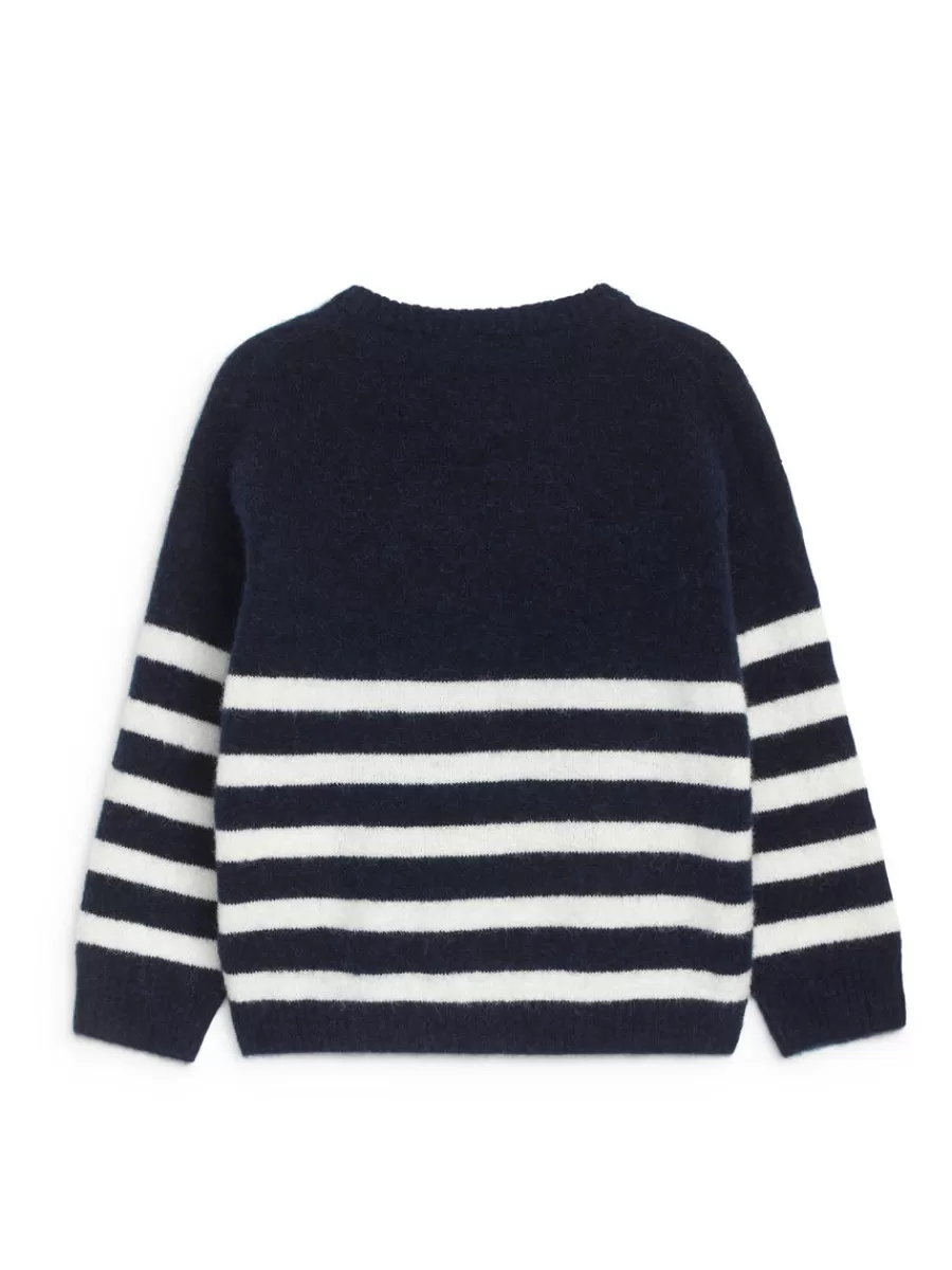 Maille | Maille-ARKET Pull en mélange de laine et d'alpaga Bleu foncé/Blanc