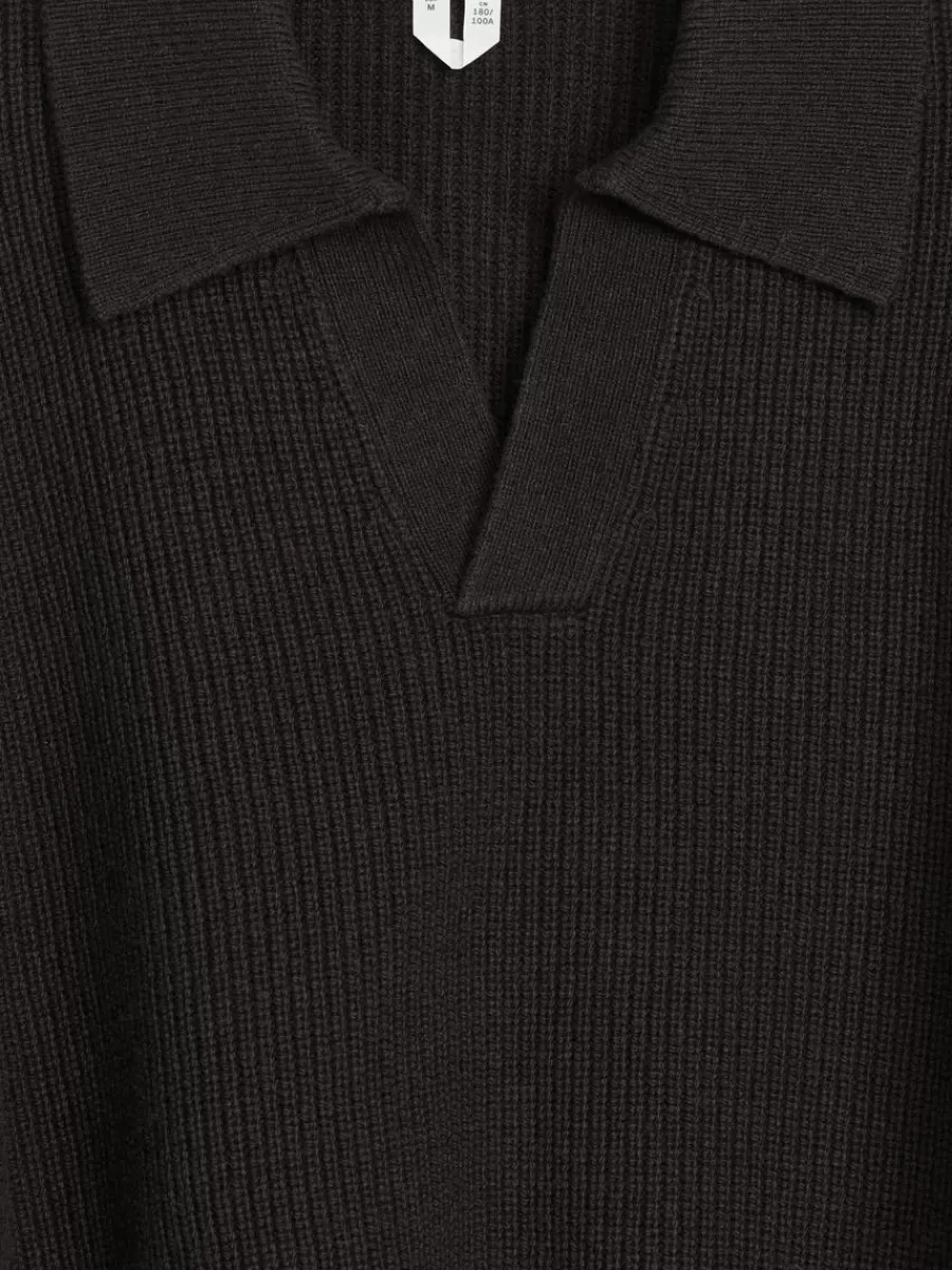 Maille-ARKET Pull polo en maille Marron foncé