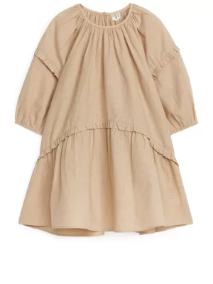 Robes | Robes-ARKET Robe à volants en mélange de lin Beige