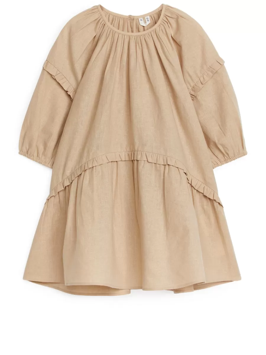 Robes | Robes-ARKET Robe à volants en mélange de lin Beige