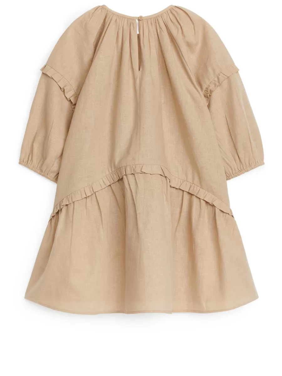 Robes | Robes-ARKET Robe à volants en mélange de lin Beige