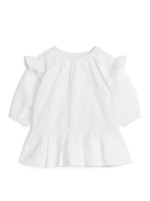 Robes-ARKET Robe à volants en seersucker Blanc