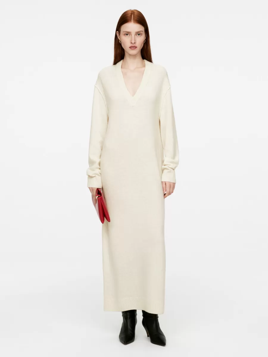 Robes | Mailles Et Cardigans-ARKET Robe en laine à col en V Blanc cassé