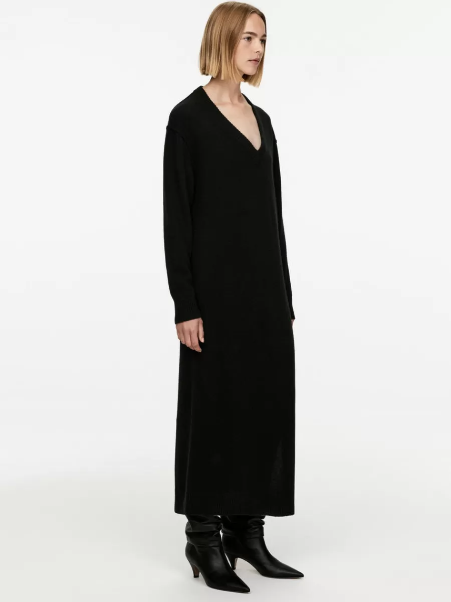 Robes | Mailles Et Cardigans-ARKET Robe en laine à col en V Noir
