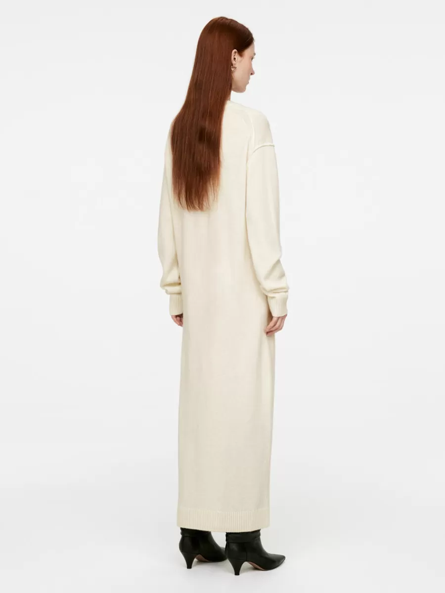 Robes | Mailles Et Cardigans-ARKET Robe en laine à col en V Blanc cassé