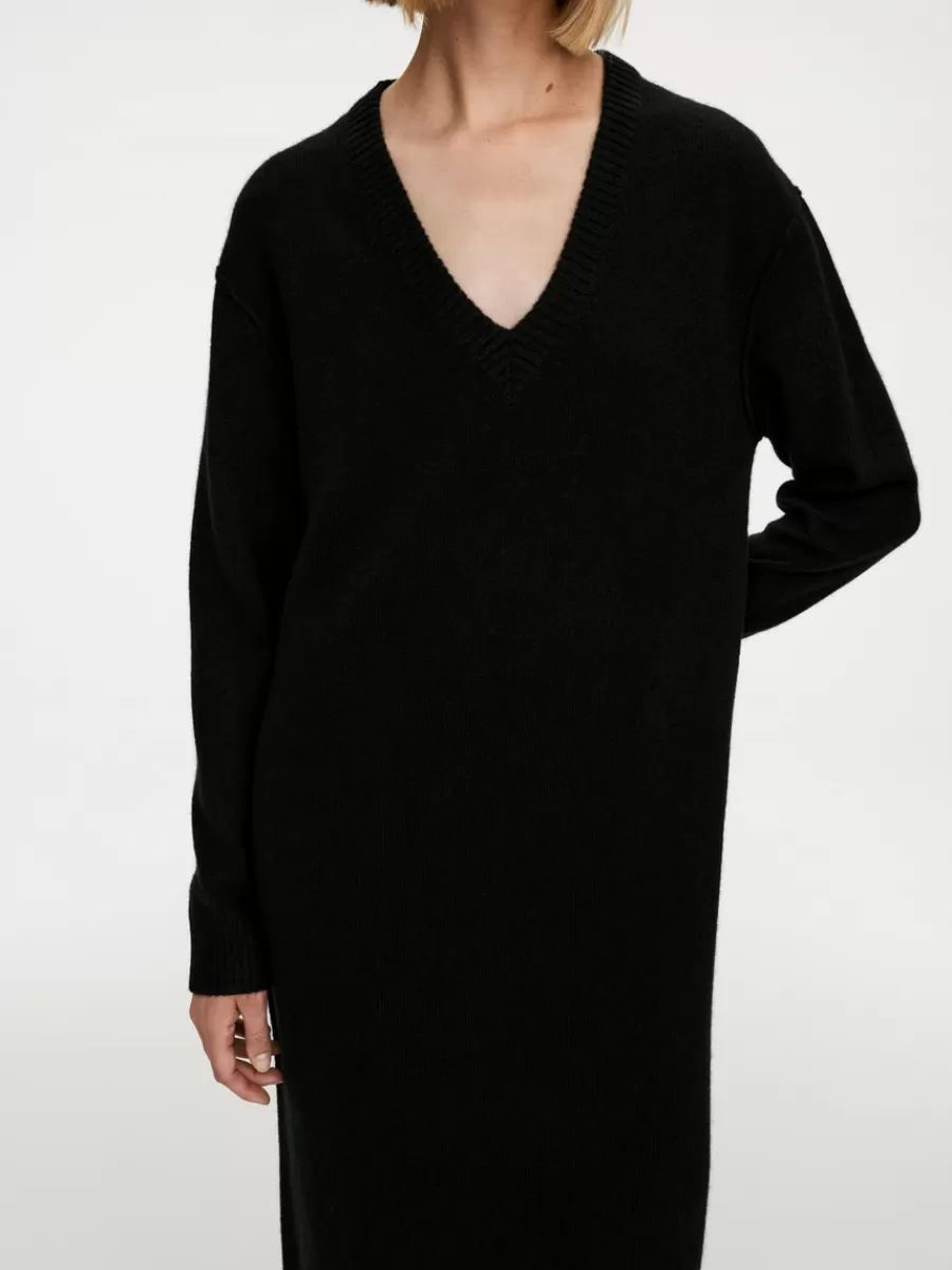 Robes | Mailles Et Cardigans-ARKET Robe en laine à col en V Noir