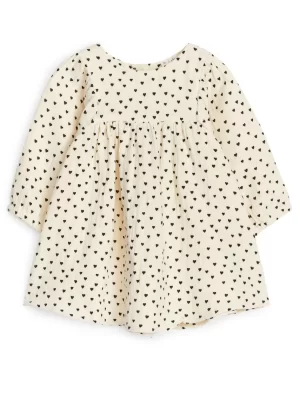 Robes-ARKET Robe en mousseline de coton Écru/Cœurs noirs