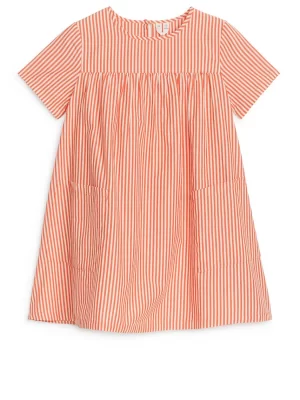 Robes | Robes-ARKET Robe en popeline de coton Pima Blanc/Rouge