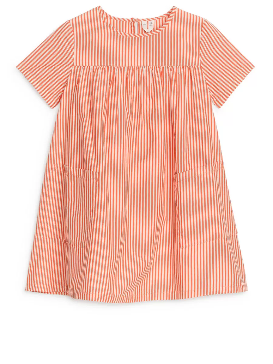 Robes | Robes-ARKET Robe en popeline de coton Pima Blanc/Rouge