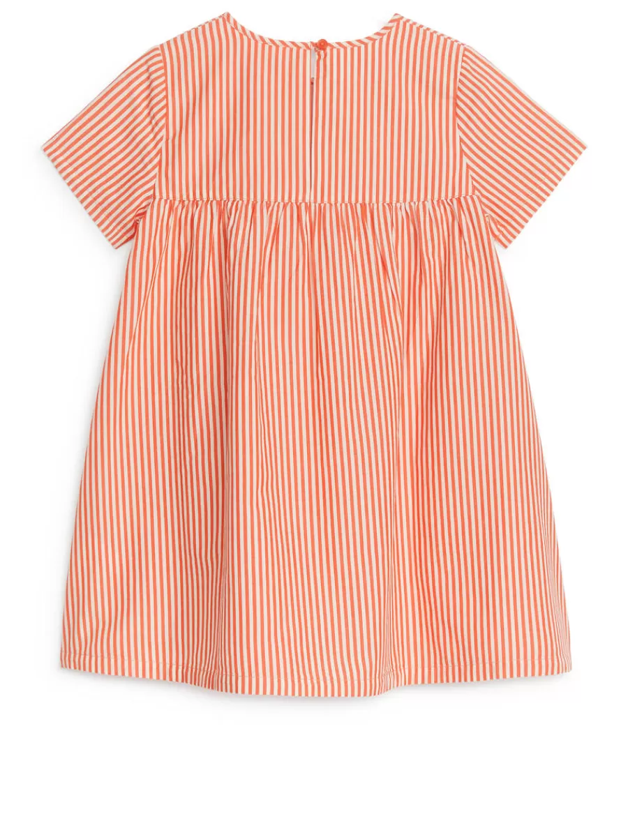 Robes | Robes-ARKET Robe en popeline de coton Pima Blanc/Rouge