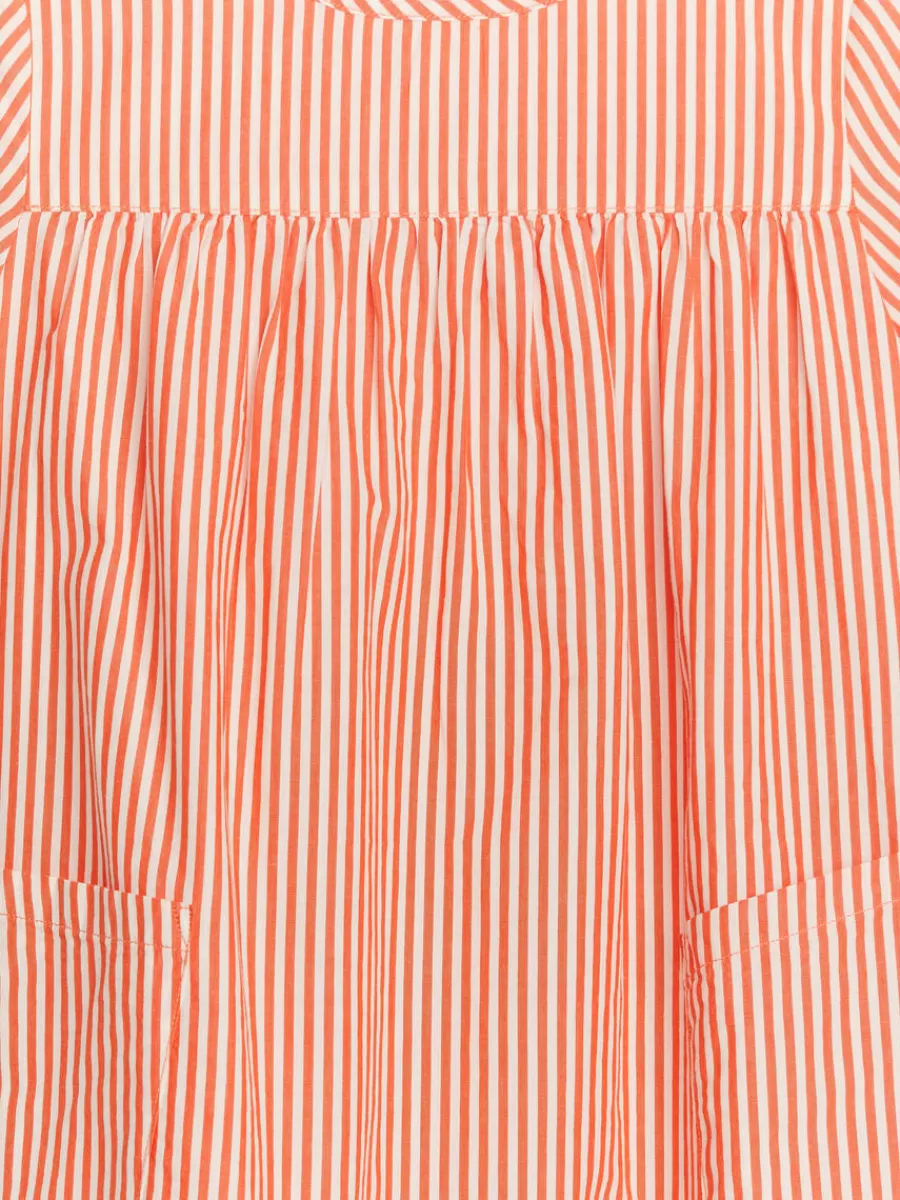 Robes | Robes-ARKET Robe en popeline de coton Pima Blanc/Rouge