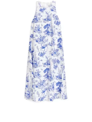 Robes-ARKET Robe longue imprimée Blanc/Bleu