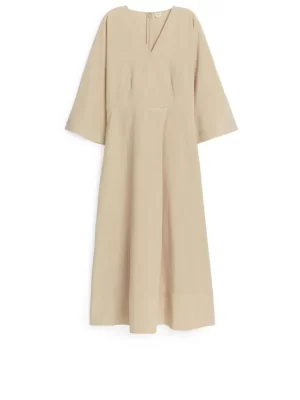 Robes-ARKET Robe portefeuille en lyocell et lin Beige