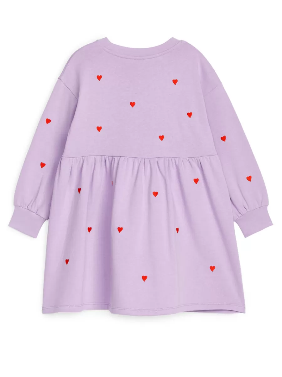 Robes | Robes-ARKET Robe sweat brodée Mauve/Cœurs rouges