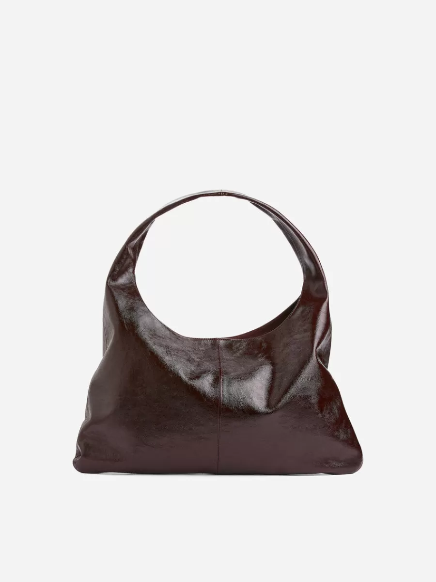 Tous Les Sacs-ARKET Sac en cuir brillant Bordeaux