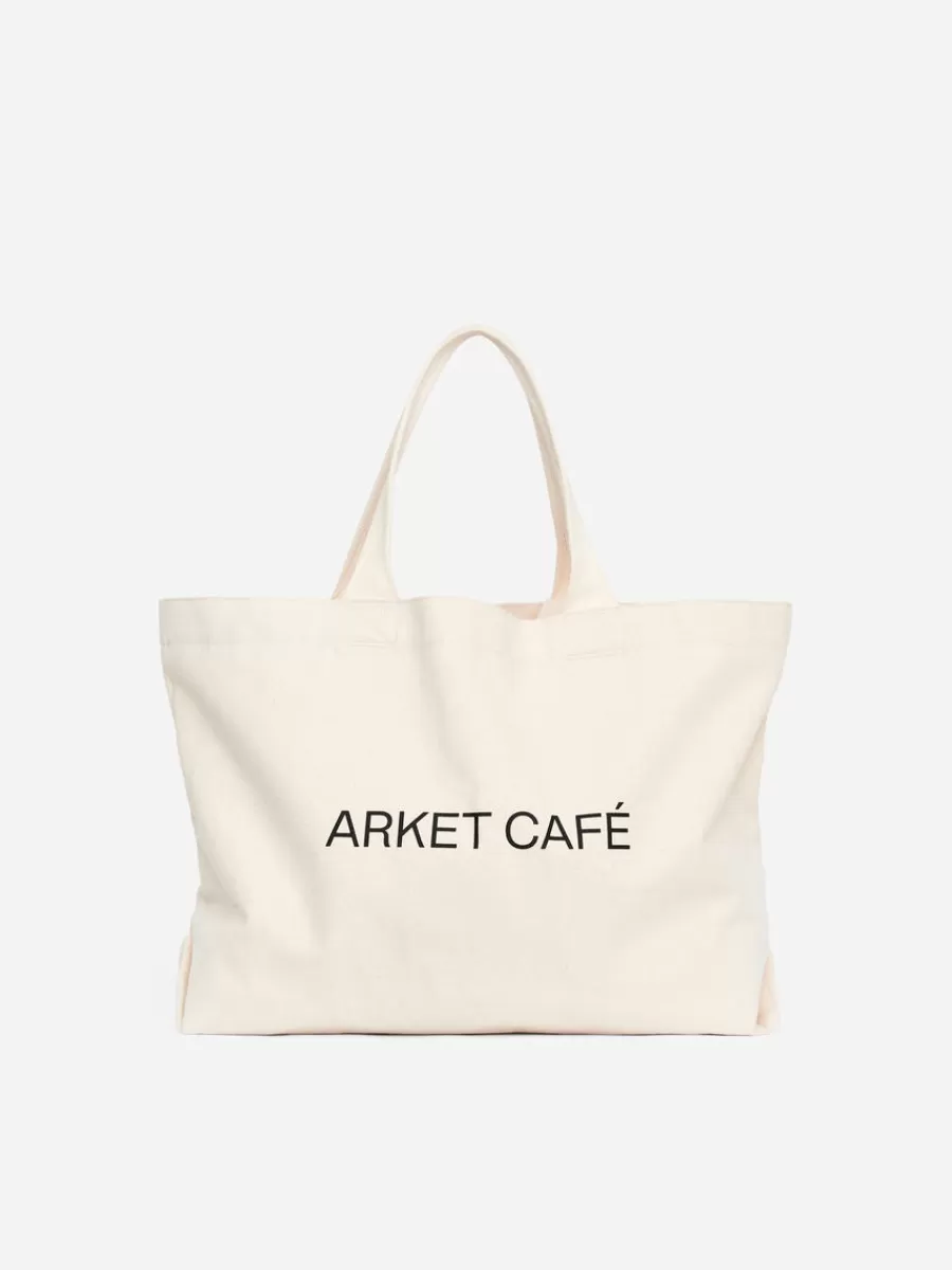 Sacs-ARKET Sac fourre-tout en toile CAFÉ Blanc cassé/Noir