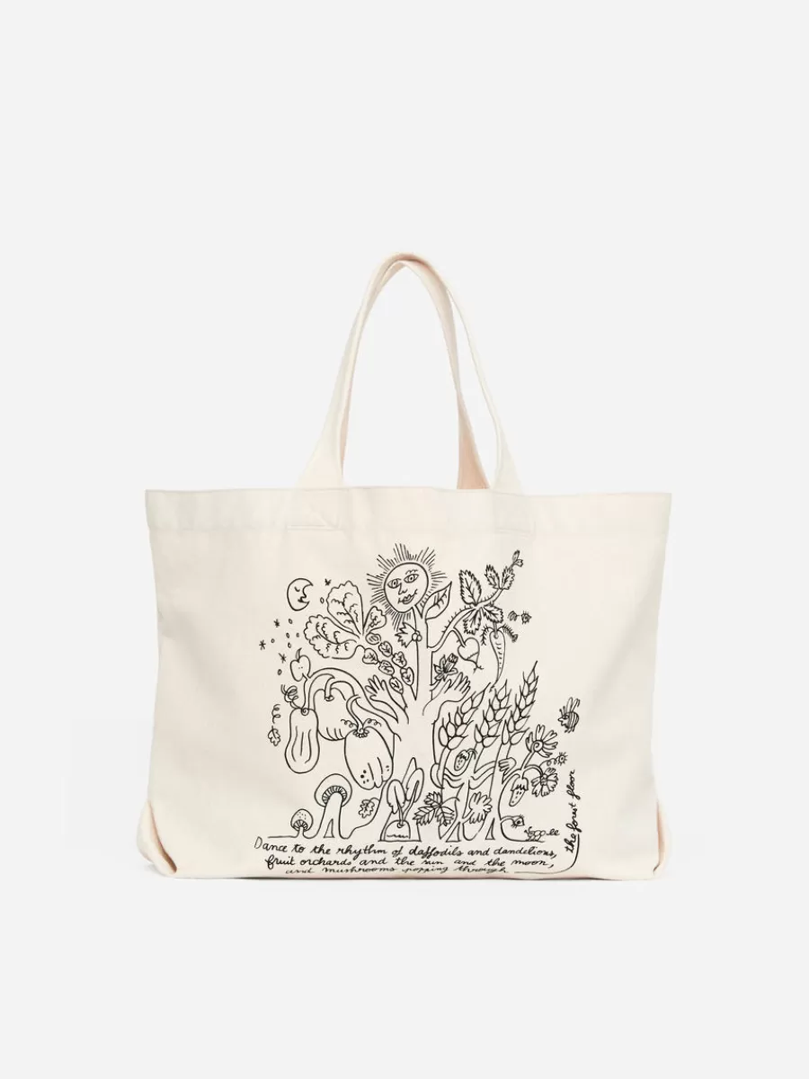Sacs-ARKET Sac fourre-tout en toile CAFÉ Blanc cassé/Noir