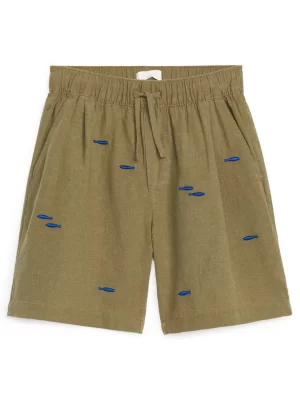 Shorts | Pantalons-ARKET Short brodé Vert kaki