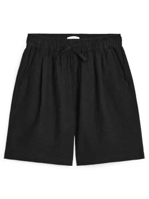 Pantalons | Shorts-ARKET Short en coton et en lin Noir délavé