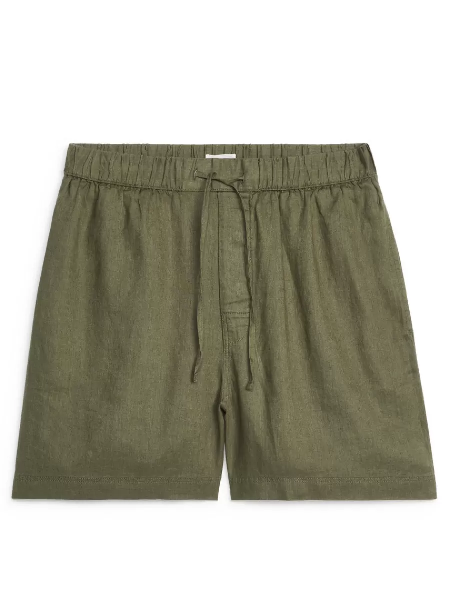 Tenues Décontractées-ARKET Short en lin Vert kaki