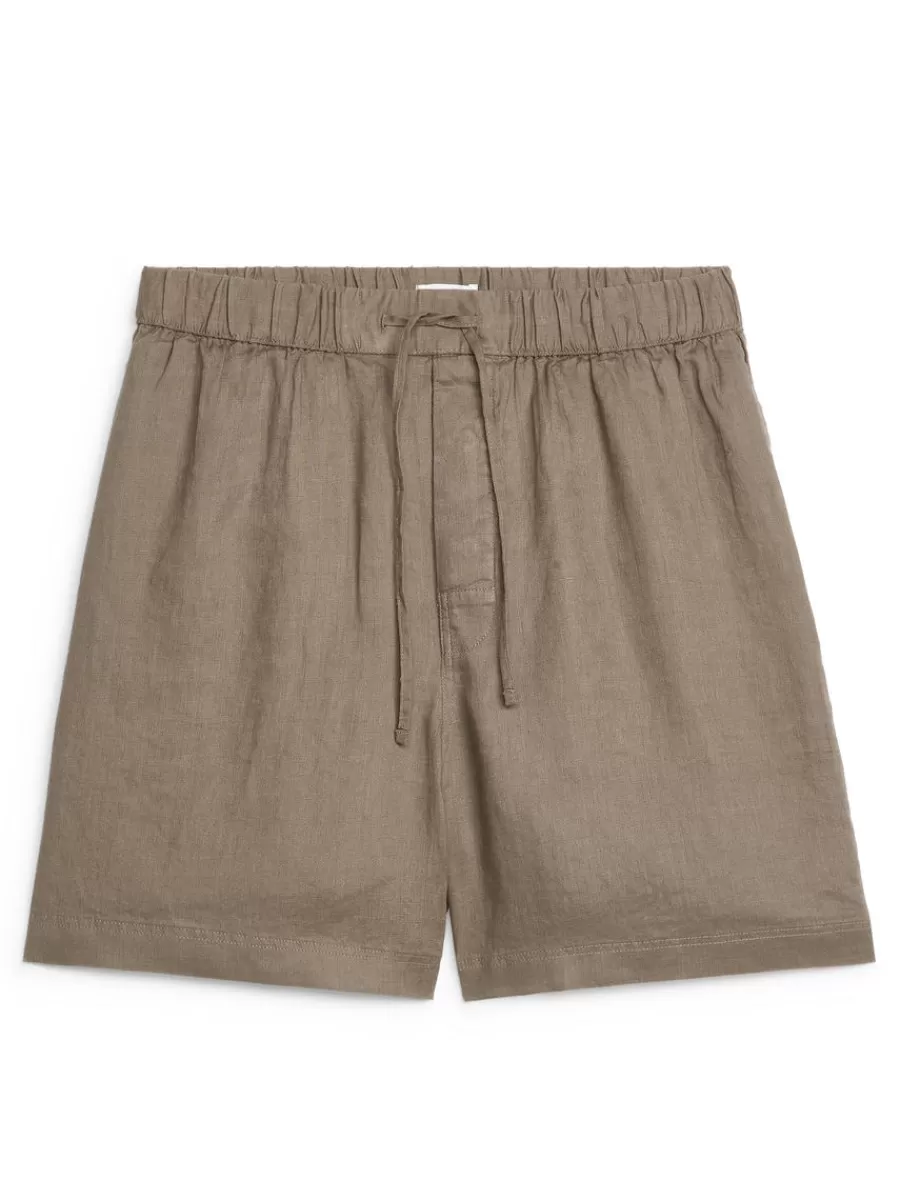 Tenues Décontractées-ARKET Short en lin Taupe