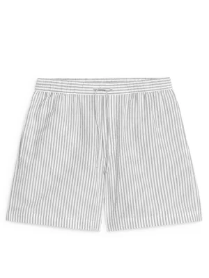 Tenues Décontractées-ARKET Short en seersucker Gris/Blanc