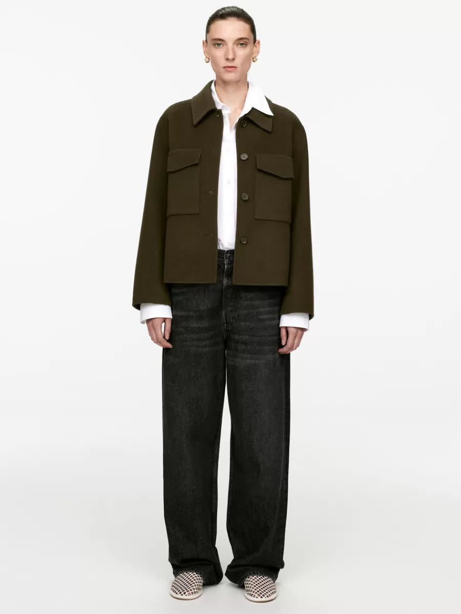 Chemises Et Chemisiers-ARKET Surchemise en laine double face Vert kaki