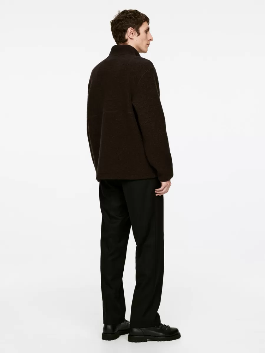 Vêtements De Sport | Sweats Et Pulls À Capuche-ARKET Sweat demi-zippé en laine mélangée Marron