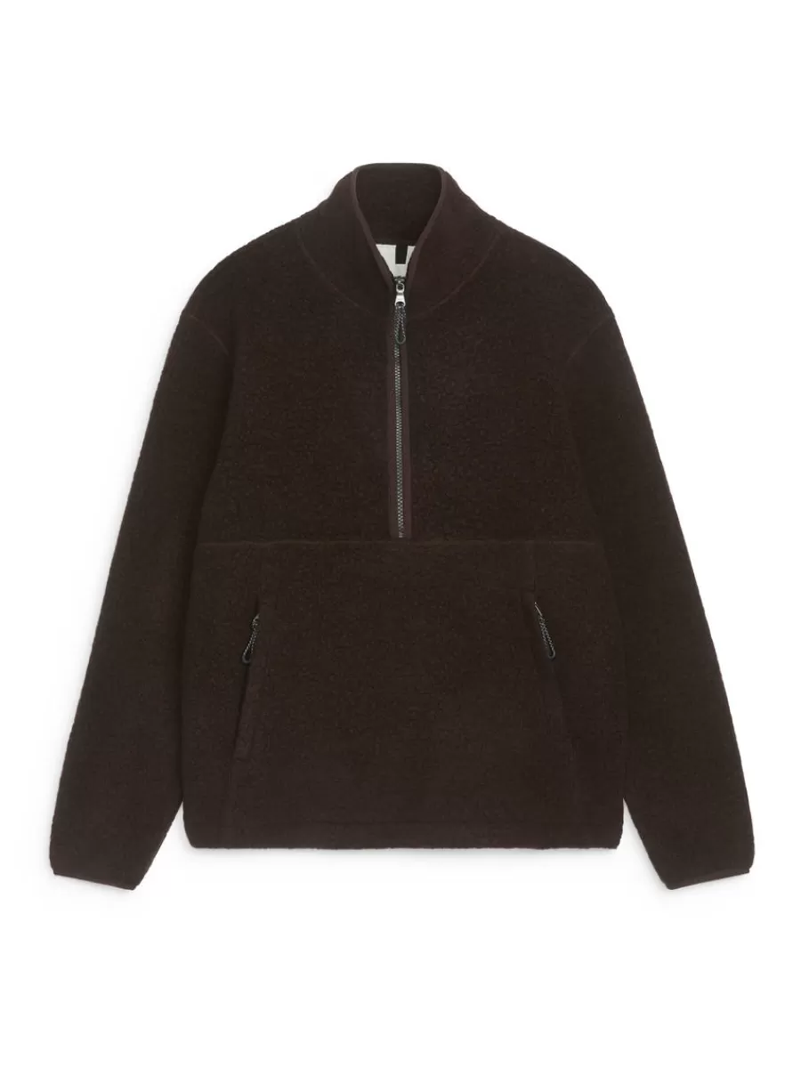 Vêtements De Sport | Sweats Et Pulls À Capuche-ARKET Sweat demi-zippé en laine mélangée Marron
