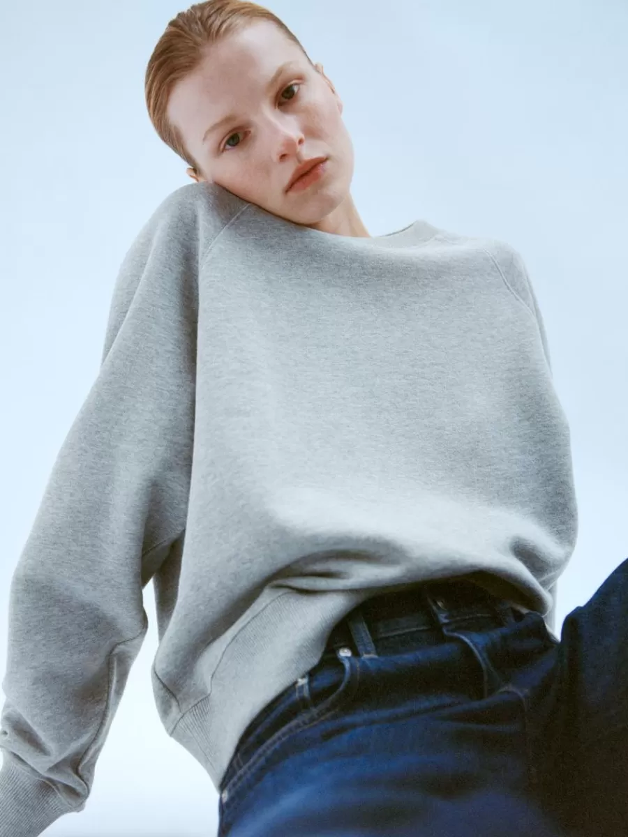 Vêtements De Sport | Sweats Et Pulls À Capuche-ARKET Sweat en tissu éponge doux Gris chiné