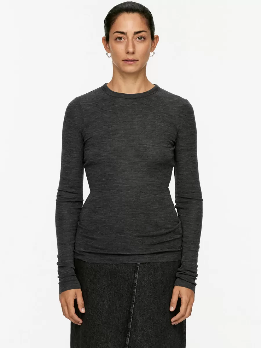 Mailles Et Cardigans-ARKET Top à manches longues en laine mérinos Gris foncé chiné