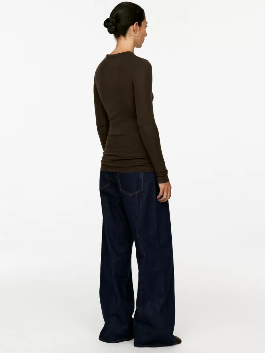 Mailles Et Cardigans-ARKET Top à manches longues en laine mérinos Marron foncé