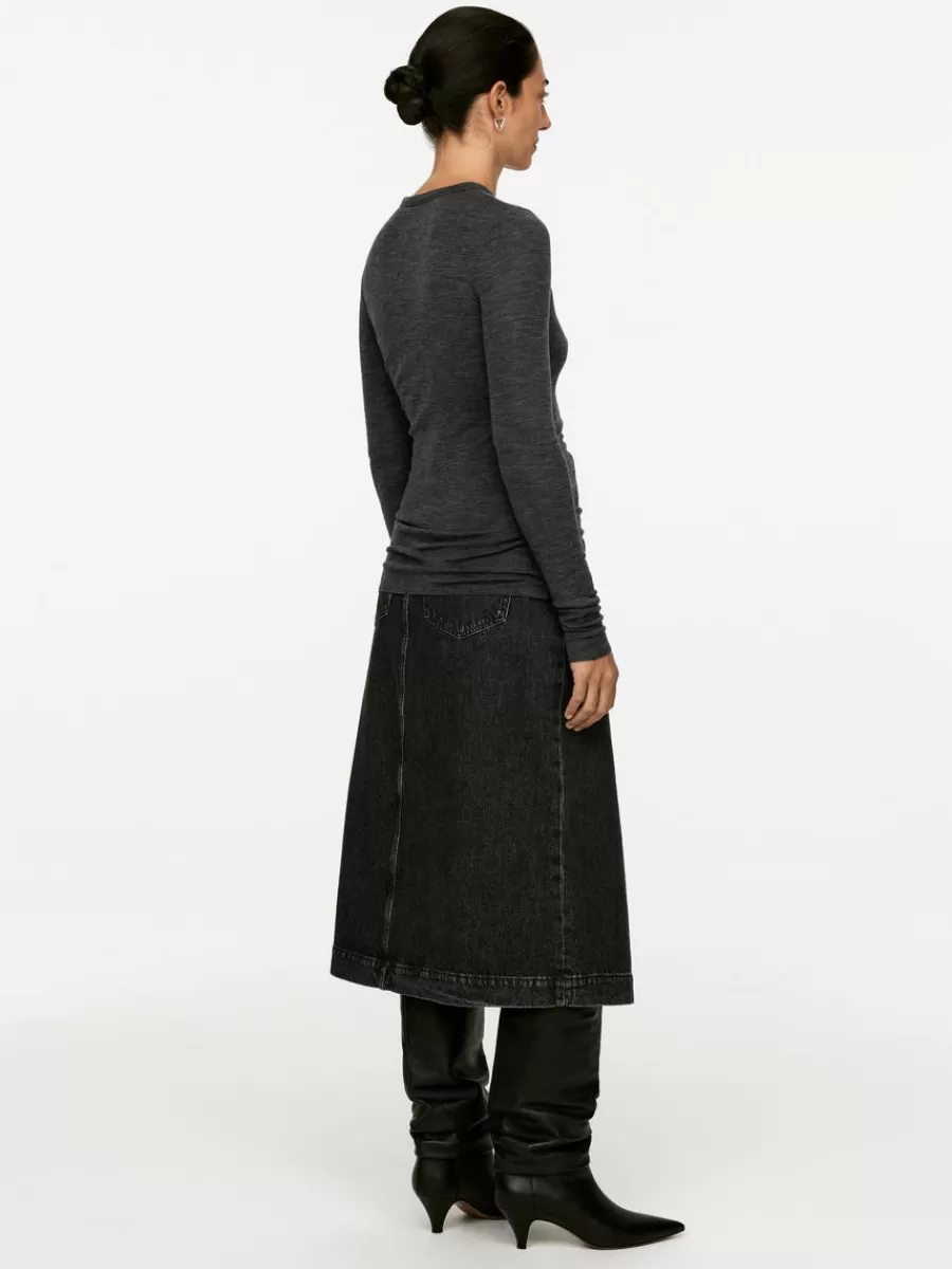 Mailles Et Cardigans-ARKET Top à manches longues en laine mérinos Gris foncé chiné