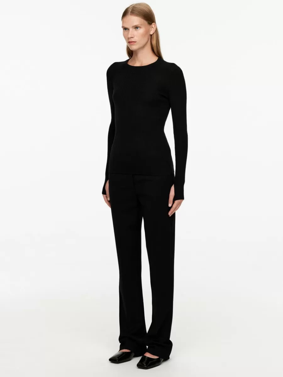 Mailles Et Cardigans-ARKET Top en maille côtelée de laine mérinos Noir