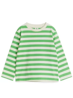 Hauts | Hauts-ARKET T-shirt à manches longues Vert/Blanc cassé