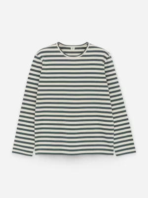 T-Shirts-ARKET T-shirt à manches longues Vert/Blanc cassé