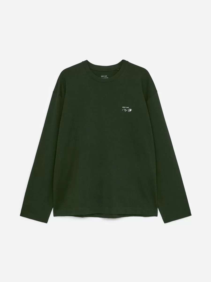 T-Shirts-ARKET T-shirt à manches longues CAFÉ Vert foncé