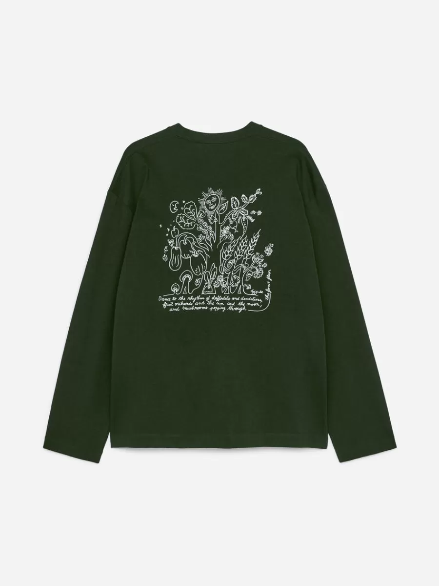 T-Shirts-ARKET T-shirt à manches longues CAFÉ Vert foncé