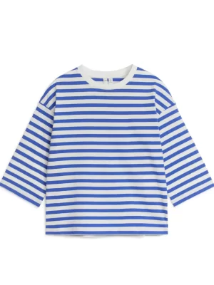 Hauts | T-Shirts-ARKET T-shirt à manches longues surdimensionné Bleu/Blanc